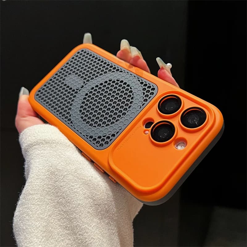 Hit Color Heat Dissipation Mesh For Magsafe Magnetic Case For iPhone 17 16 15 14 13 12 Pro Max Plus Breathable Big Window Cover