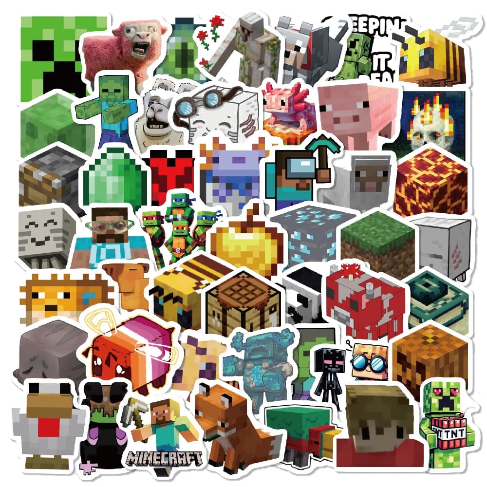100Pcs Minecrafte Stickers Creeper Sword Steve Miner Enderman Phone Notebook Suitcase Cartoon Waterproof Water Cup Decoratio