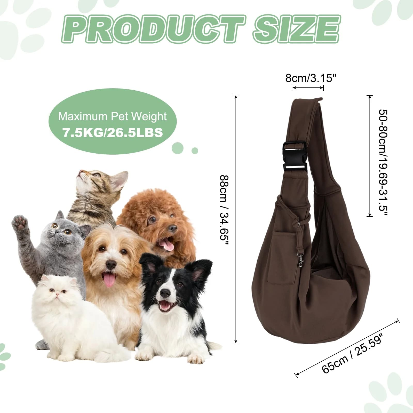 1Pcs Dog Sling Carrier Soft polyester Pouch with Zipper Pocket Breathable Mesh Texture Pet Adjustable Strap Buckle for Small Pet