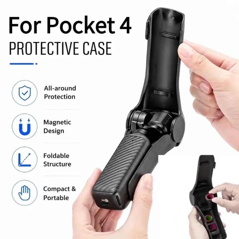 Hard Case for DJI Pocket 4 Quick-Release Flip Design for Vloggers Action Camera Safety Full Body Protective Cover