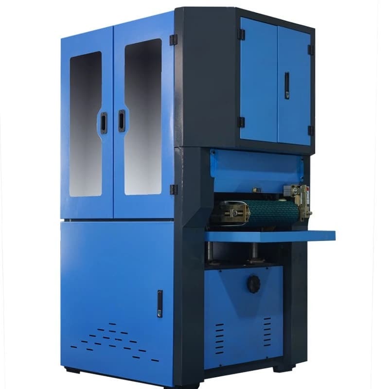 Macchina per trafilatura a filo piatto in alluminio, lucidatrice automatica per metalli con doppia nastro abrasivo
