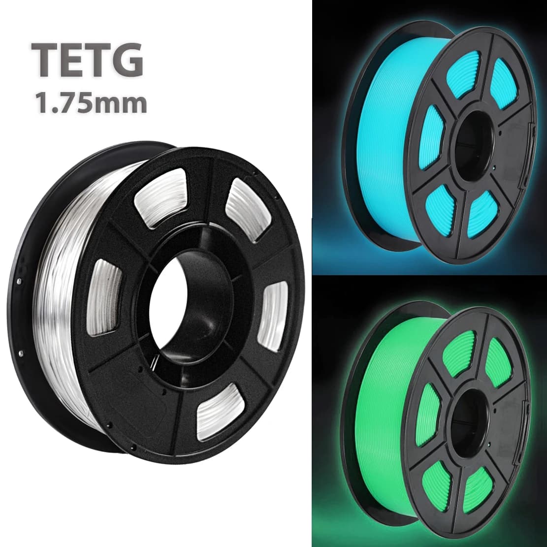 500g Trasparente Night Glow Blu 3D PETG Stampante Filamento 1.75mm Materiali di stampa 3D Materiali di consumo Materiale Stampante 3D