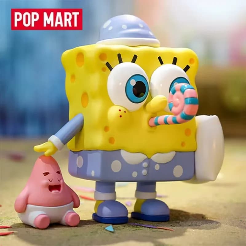 POP MART SpongeBob Pajama Party Series Blind Box Mystery Box Doll Cute Anime Figure Guess Bag Toys Desktop