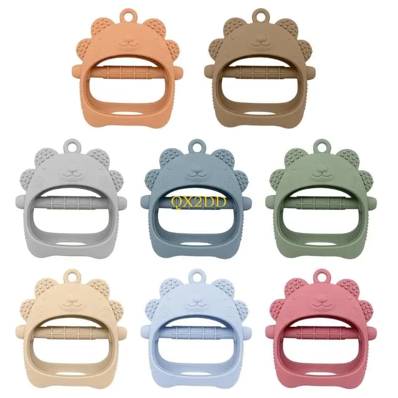 QX2D BABY Hand Protector TEETHING POETTO A PIENO ANIMALE SILICONE GUAVI MASHING PER COMUFITO SAFE MASCHIO ASSIST
