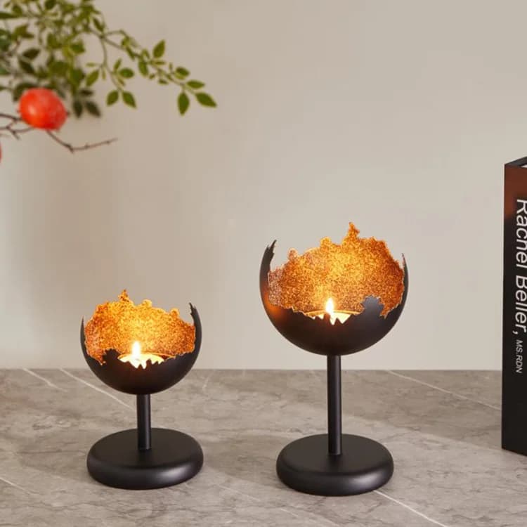 Portacandele diffusore di fragranze in metallo trasparente - supporto per candele con finitura verniciata per tavolo da pranzo per migliorare l'atmosfera