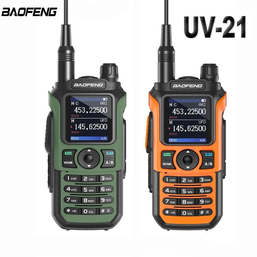 Baofeng UV-21 Pro Walkie Talkie Impermeabile V2 Multibanda Portatile Radio Ricetrasmittente Wireless con Copia Frequenza e Type-C per la Caccia