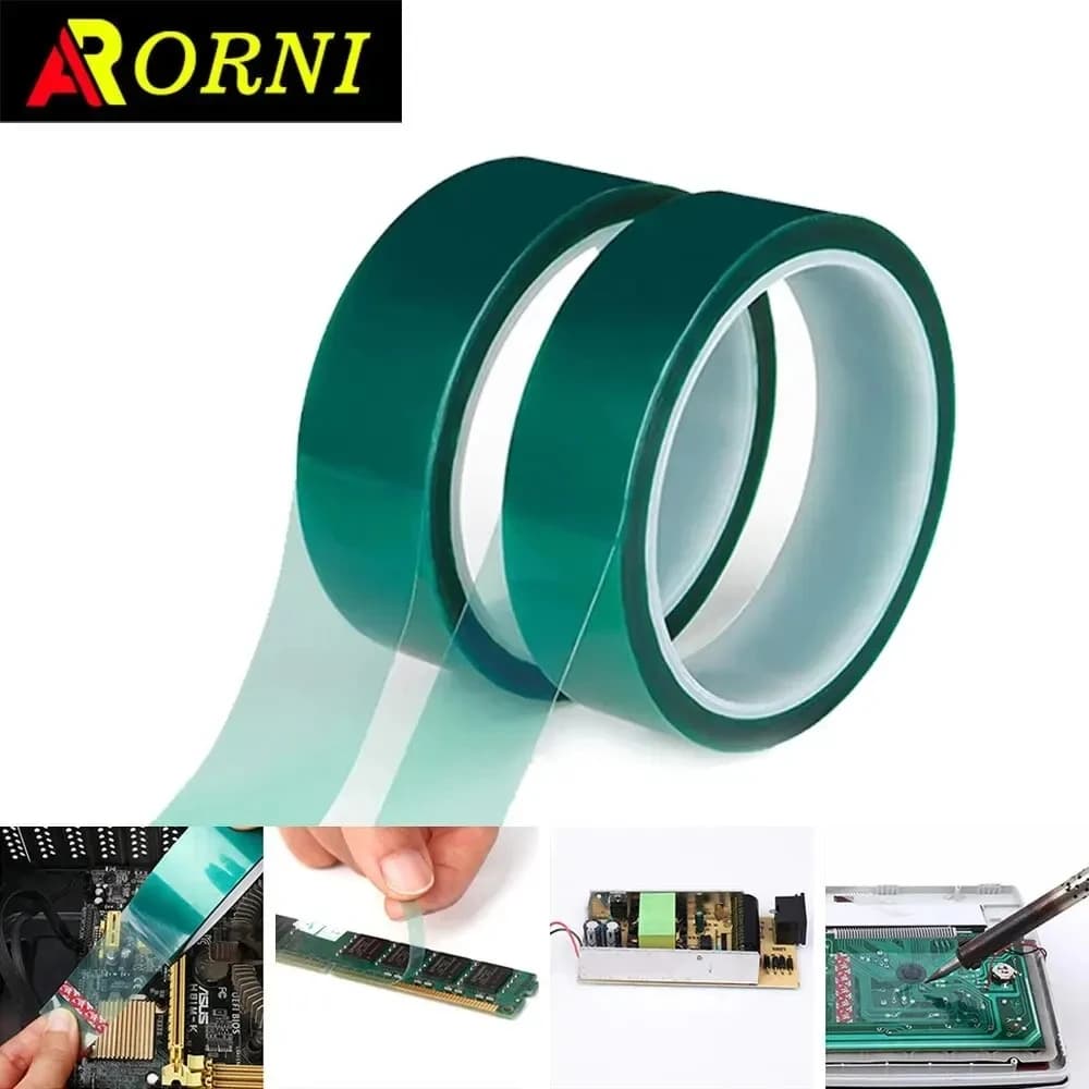 Pellicola PET verde resistente al calore, nastro adesivo in poliimmide, pellicola in polietilene resistente al calore, larghezza: 25 mm, lunghezza 33 m