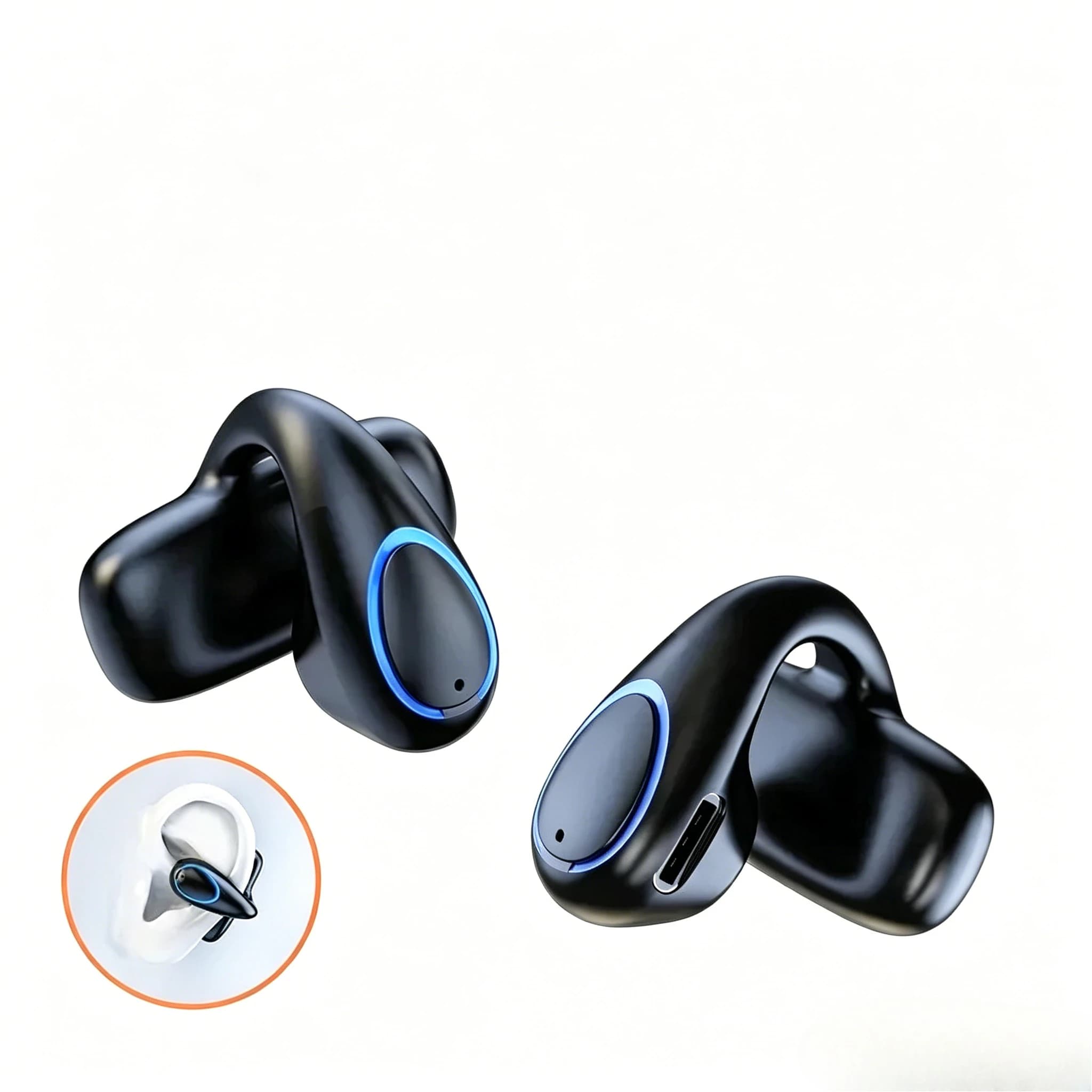 Cuffie a Conduzione Ossea Monoauricolari, Auricolari Bluetooth Wireless Open-Ear per Sport e Corsa con Microfono