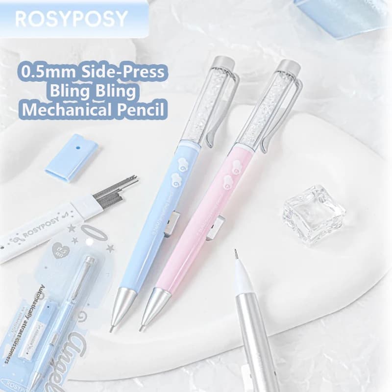 RosyPosy 0.5mm Mechanical Pencil Set Diamond Aesthetic Pencils Girls Students Journaling Writing Partner Aesthetic Stationery