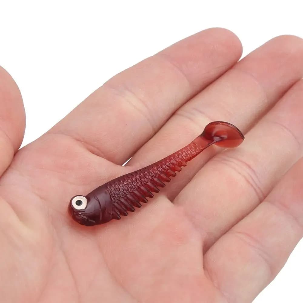 50PCS Durable 5.5cm 1.2g Paddle Tail Swimbait Soft PVC Swim Baits Lightweight 5 Colors Artificial Fishing Lures Freshwater Use