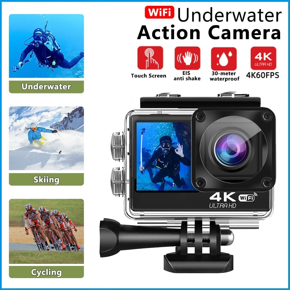 U-Light F300AAT 4K Telecamera subacquea 1080P WiFi Casco impermeabile Videocamera di registrazione Telecamere sportive Telecamera da pesca Ciclismo