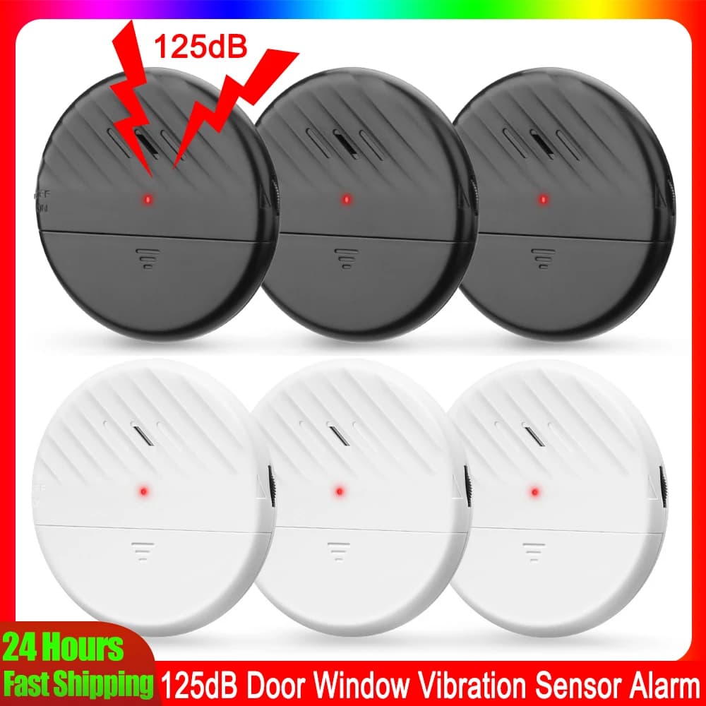 Elecpow Sensore di vibrazione per porte e finestre senza fili Allarme 125dB Sensore antifurto per rottura vetro Allarme di protezione di sicurezza domestica