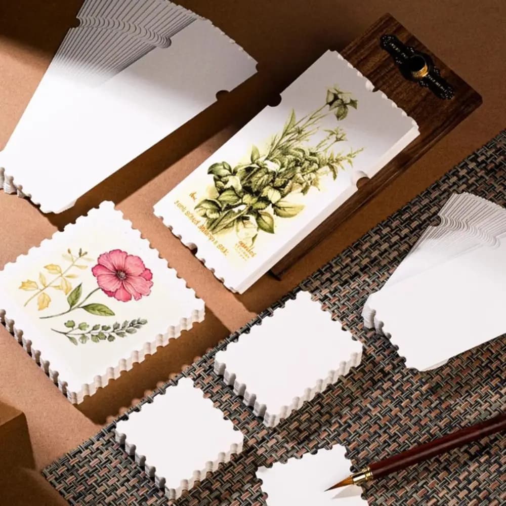 25pcs Stamp/Ticket Stub Shape Watercolor Paper Fine Lines Blank Design Art Papers Hand-drawn Style Card Bookmarks Art Creation