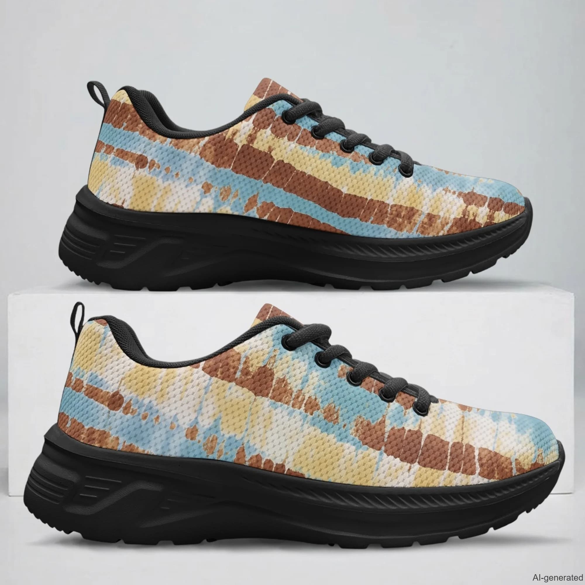 XIXIRIMIDO Running Shoes for Men Breathable Mesh Casual Walking Shoes for Women Tie-Dye Print Workout Gym Sneakers 35-48