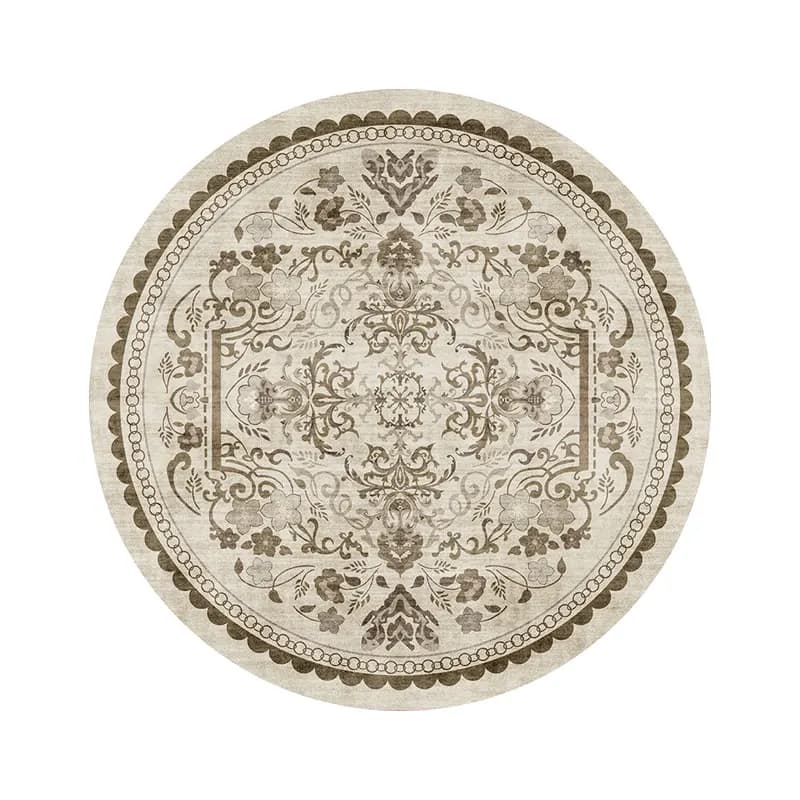 VIKAMA Winter Warmth Circular Retro Carpet Luxury High-End Nordic Living Room Bedroom Side Rug Washable Home Decoration