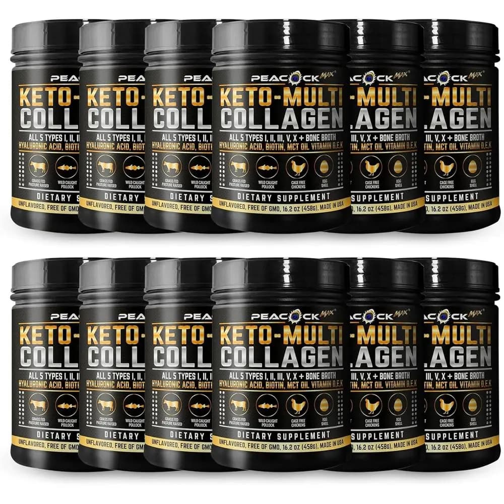 Collagen Protein Powder 16.2 oz (Confection 12) - 5 Types of Collagen, Bone Brode, Hydrolyzed Proteins, Biotin, MCT Oil, Without Flavor, Supplement