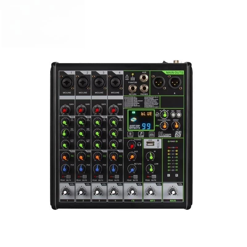 GAX-RX4 2024 Newest 4-channel USB Audio Sound Cards & Mixers With BT Function 48V Fantasy Power Small All-In-One Karaoke Machine