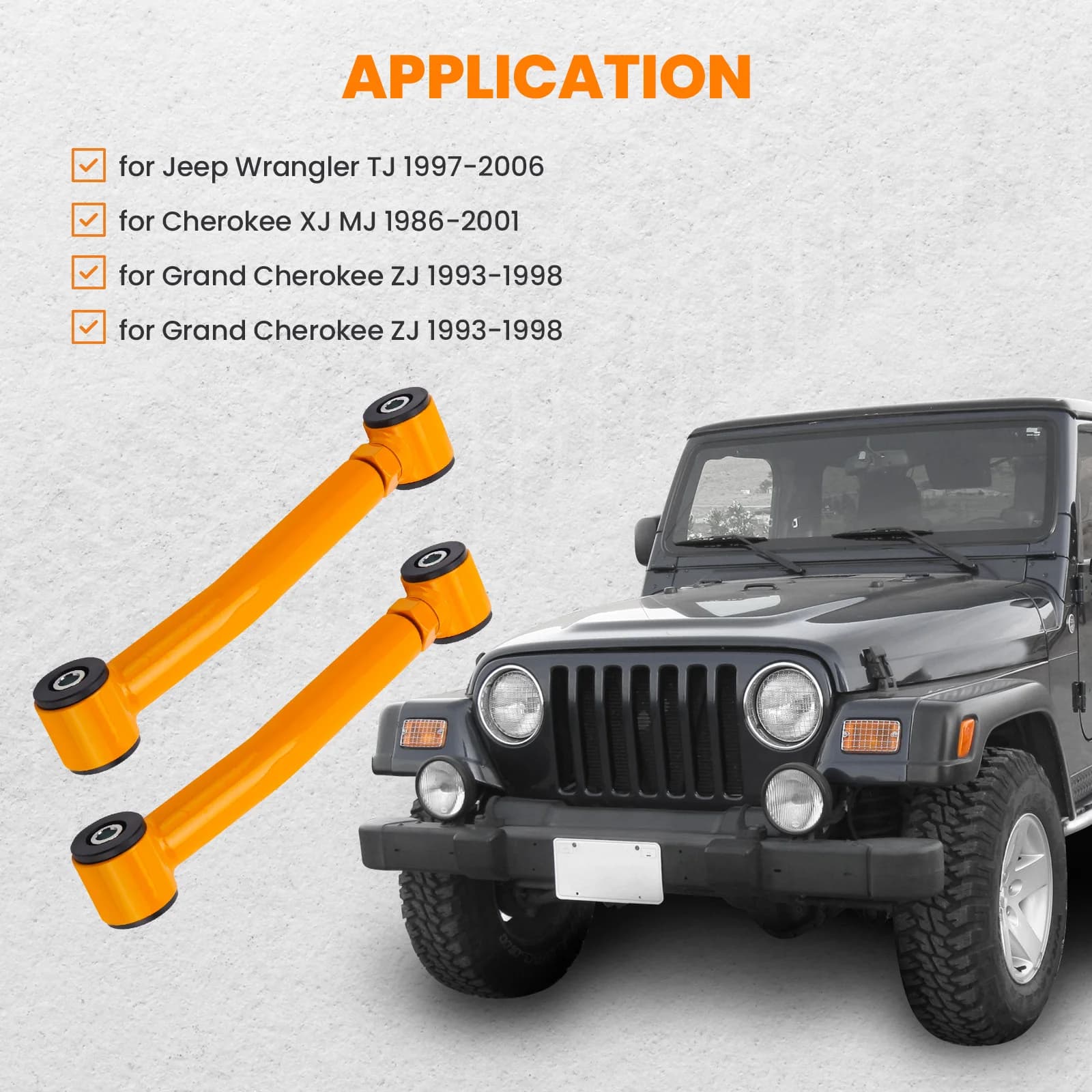 Bracci di Controllo Inferiori Anteriori Regolabili per Jeep Wrangler TJ 1997-2006, Cherokee Anteriore e Jeep Wrangler Grand Cherokee WJ
