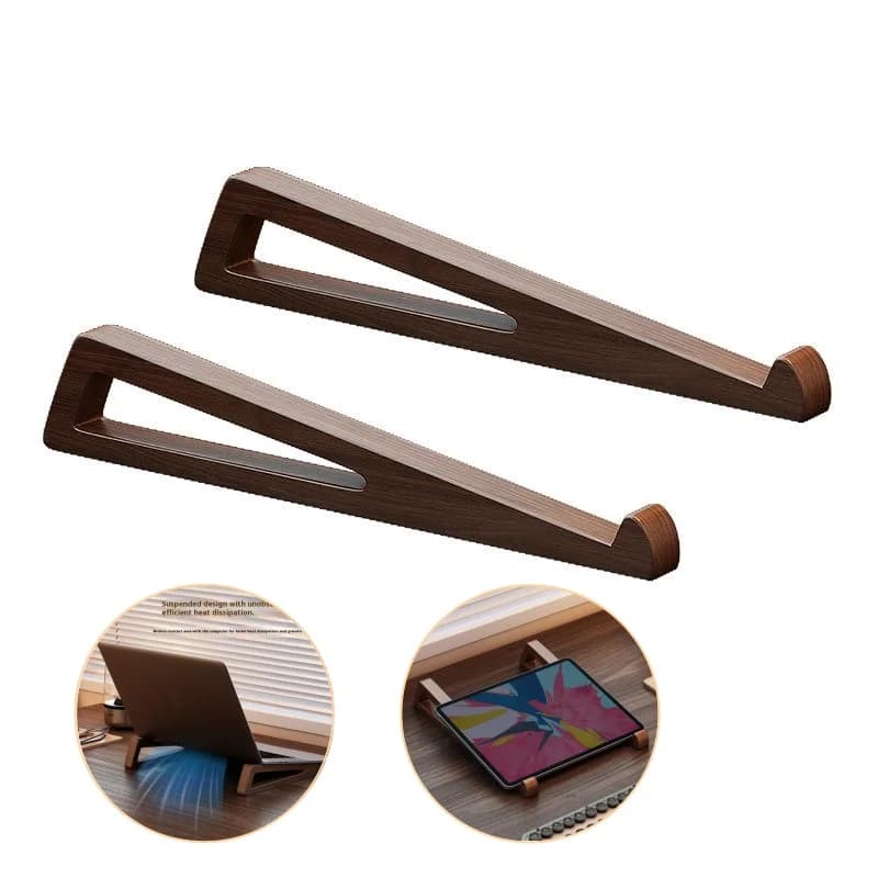 1 Set High Quality Durable Foldable Wooden Laptop Stand Adjustable 12° Angle With Cooling Design For Notebook Tablet Use