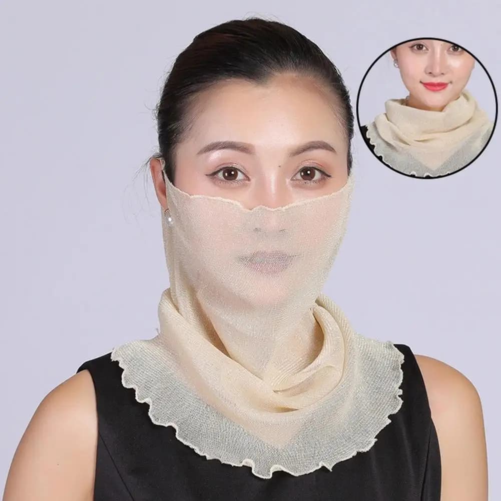 Chiffon Neck with Ear Scarf for Women's Solar Protection Scarf for Breathable Solar Protection for Outdoor Cycling