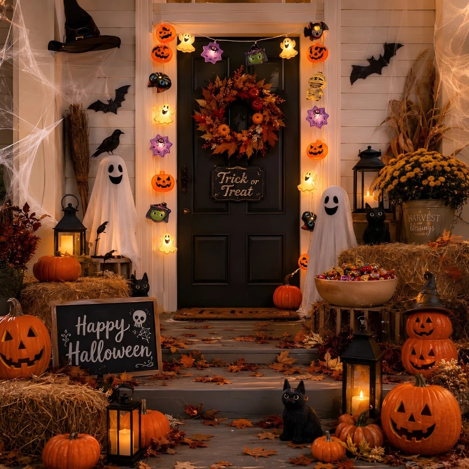 Novelty Assorted Halloween Cartoon LED String Lights, Mixed Spooky Characters Glow Fairy Lights for Home Party Bedroom Decor