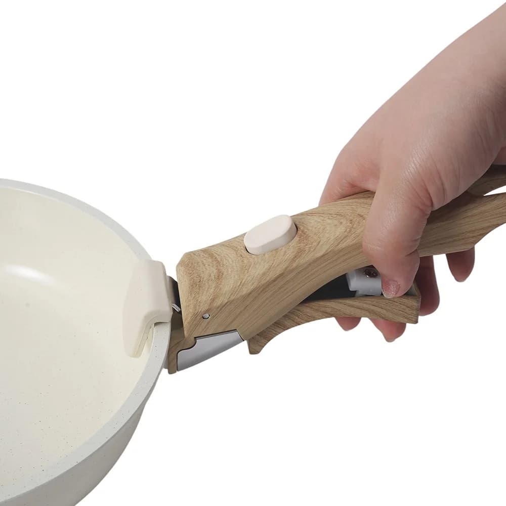 Manico Rimovibile Effetto Legno per Pentole, Padelle, Stampi per Torte, Ciotole in Metallo, 1/2 Pezzi, Costruzione in Plastica Bakelite