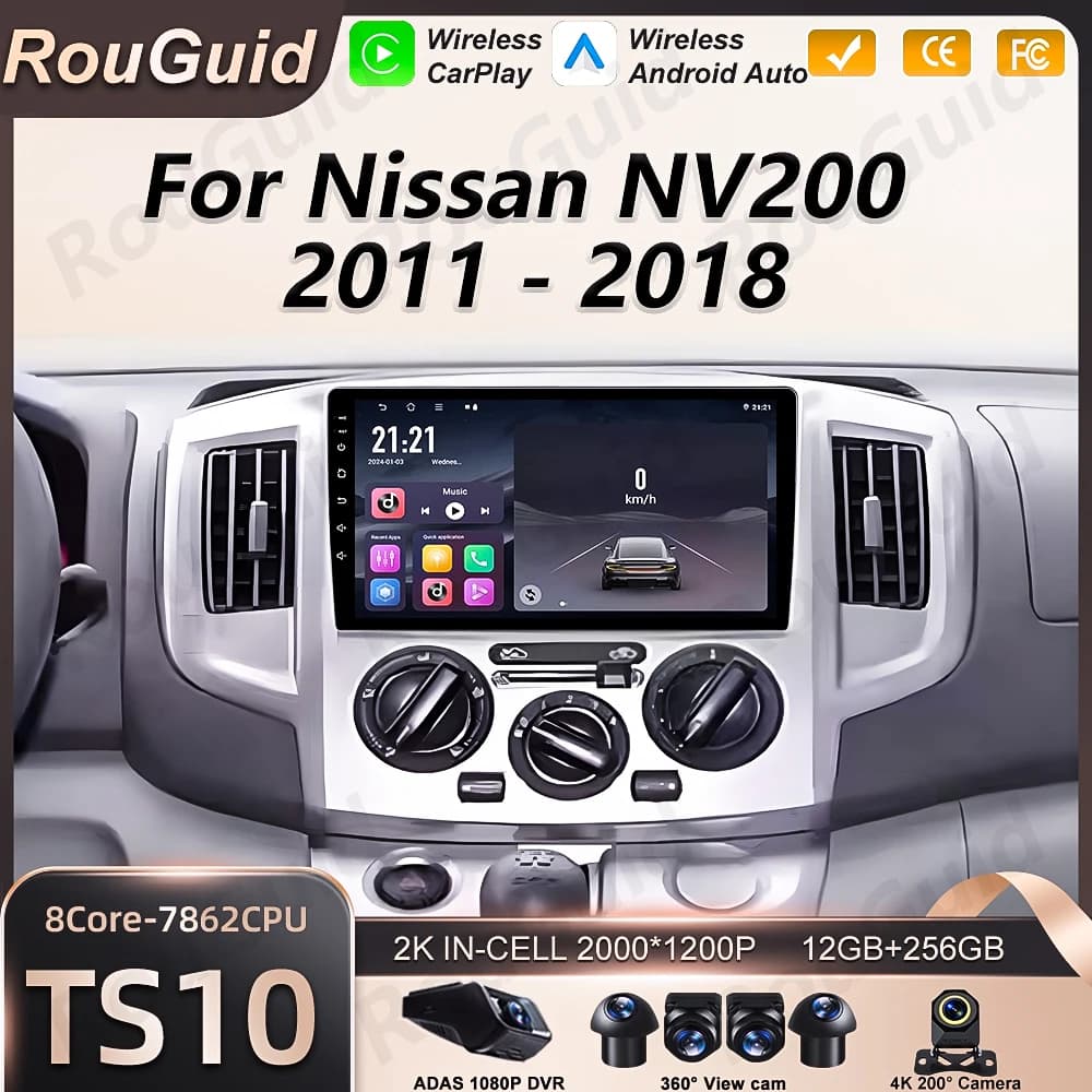 Autoradio Android 16 per NISSAN NV200 2011 2012 2013 2014 2015 2016 2017 2018 Lettore Multimediale Video Schermo Touch 2k RSD