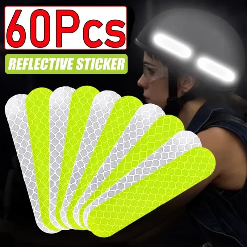 10-60 pezzi adesivi riflettenti di avvertimento di sicurezza universali per auto che riflettono tutte le fonti luminose adesivi per casco moto parti di automobili