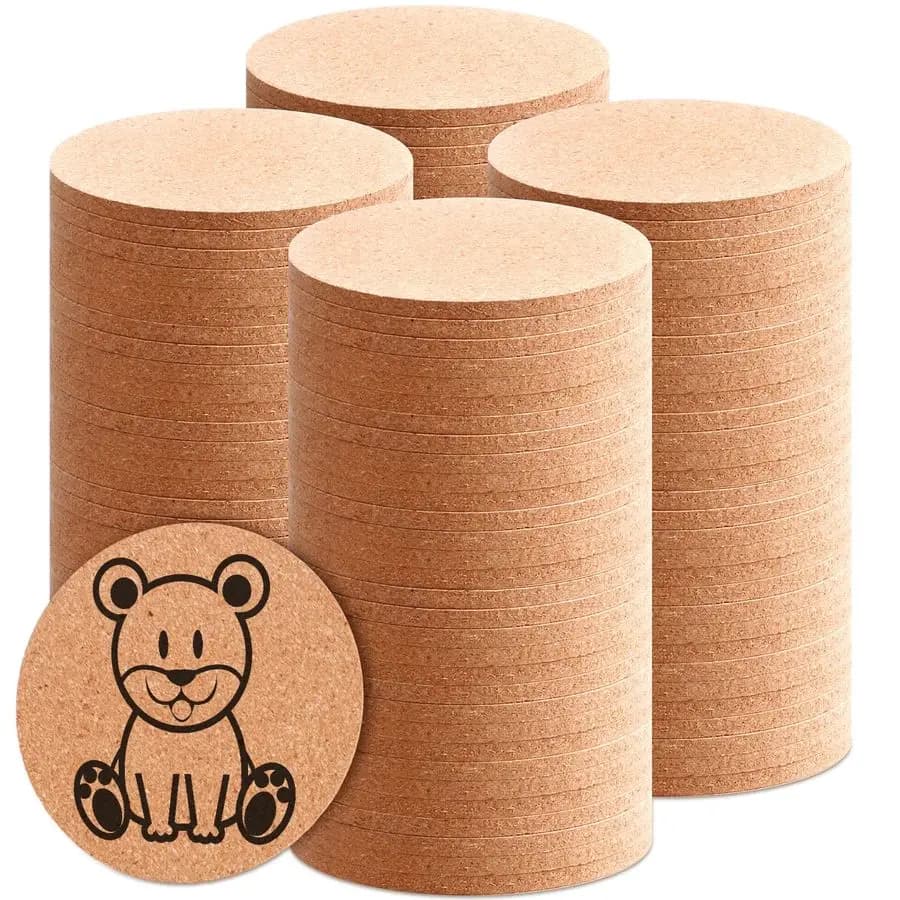 Sottobicchieri in sughero per bevande Sottopentola in sughero assorbente Sottobicchieri vuoti da 4 pollici per cucina Piatti da ufficio Piatto Bicchiere da vino Tazza Cottag