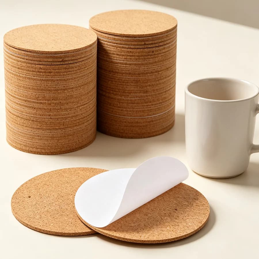 10/30pcs Round Self‑Adhesive Cork Pad Sheets, Coaster Mats, Suitable for Plant Pots, Vases, Furniture Base, Home Decor XJM