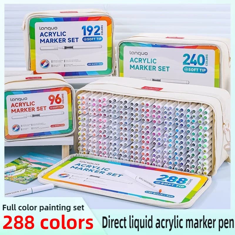 LANGUO 288/9 Colori Diretti Liquidi Vernice Acrilica Penne Pennello Pennarello Colore per la Pittura FAI DA TE Materiale Scolastico di Arte di Cancelleria