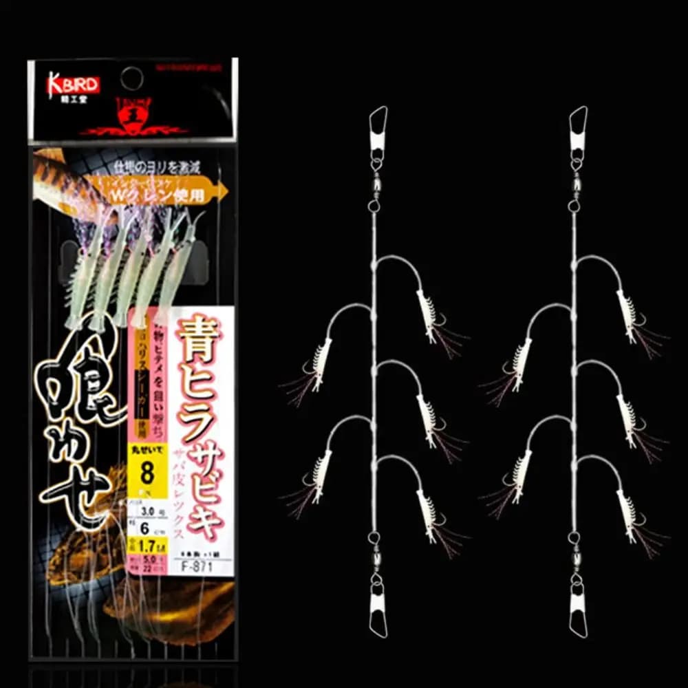 Esche da pesca colorate Tinsel Carpa Esche in gomma Sabiki String Ganci dorati Gancio Golden Gang Affronta Esche Ocean Beach Fishing