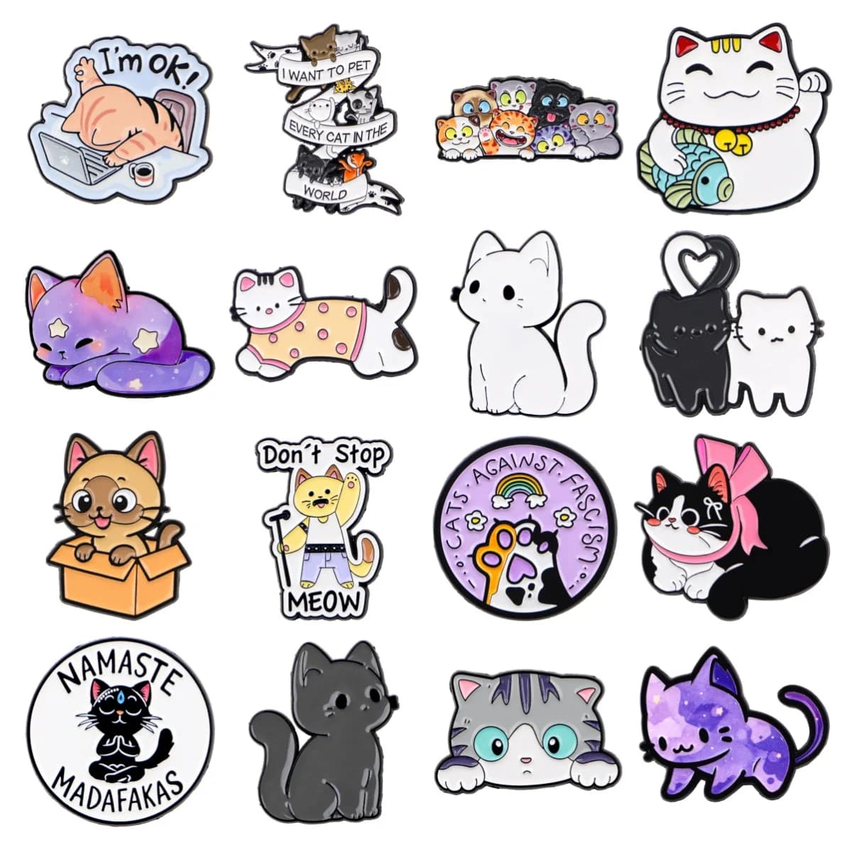 Simpatici gatti colorati smaltati spille distintivi animali spille per abbigliamento zaini accessori gioielli di moda regalo