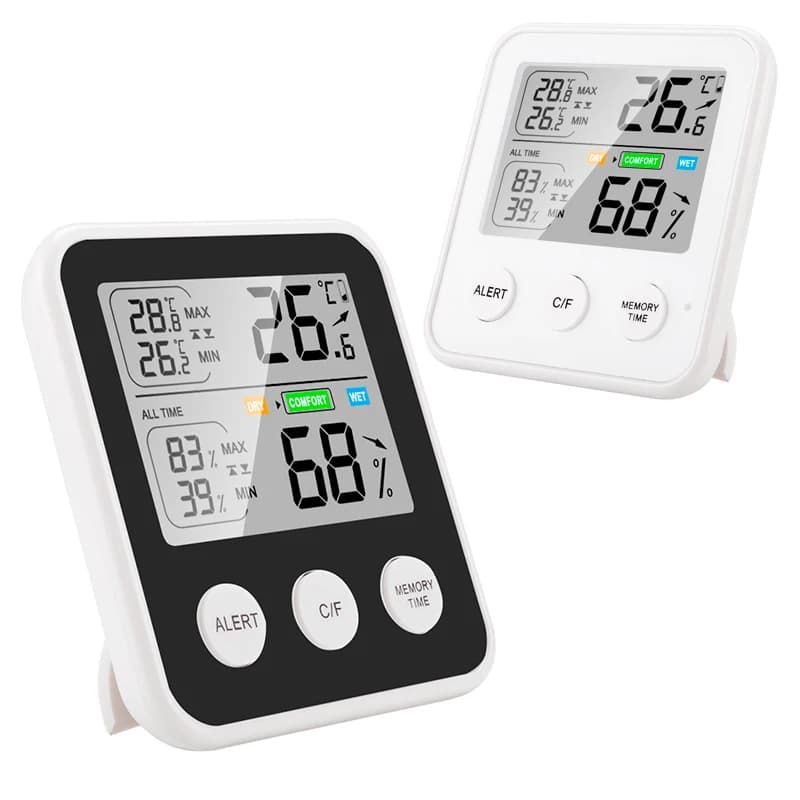 Grande termometro digitale LCD igrometro casa per bambini cantina serra temperatura umidità monitor limite allarme tendenza stazione meteorologica