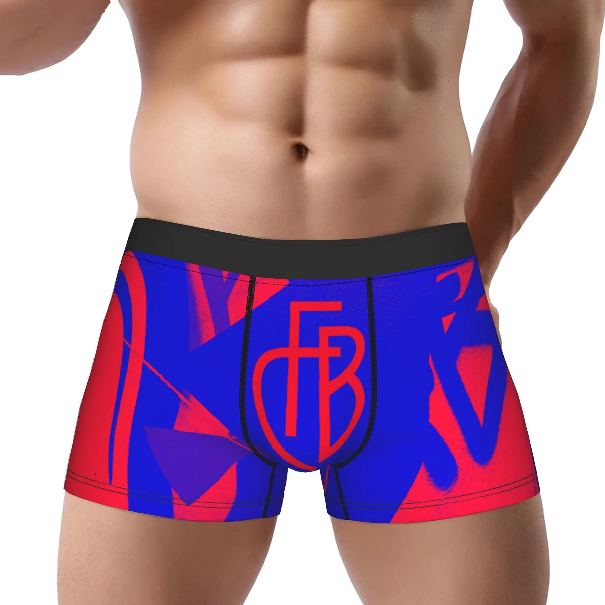 FC Basel Underpants Breathbale Panties Male Underwear Print Shorts Boxer Briefs