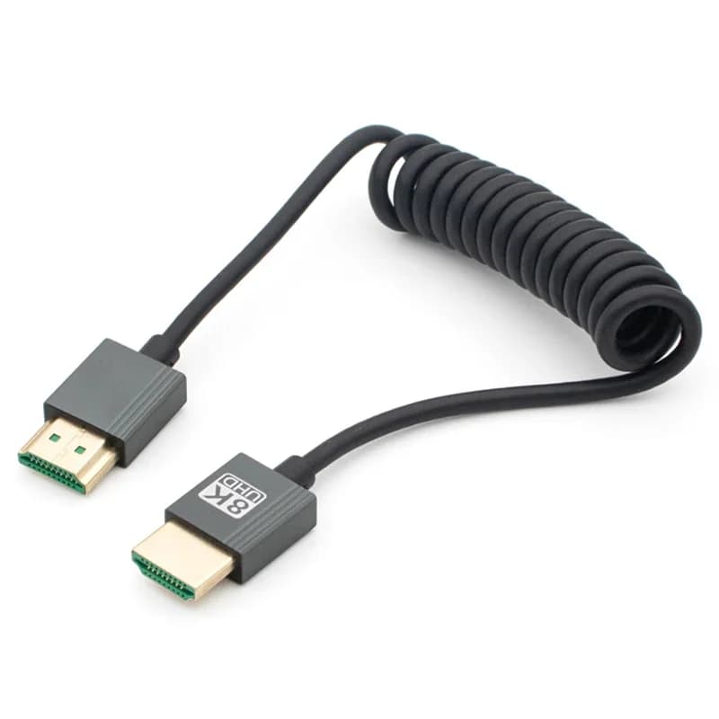 Cavo UHD 8K Portatile, Standard HD, Mini-HD, Micro-HD, Cavo Flessibile a Molla HD2.1 per PC, Tablet, Videocamera, Monitor, HDTV