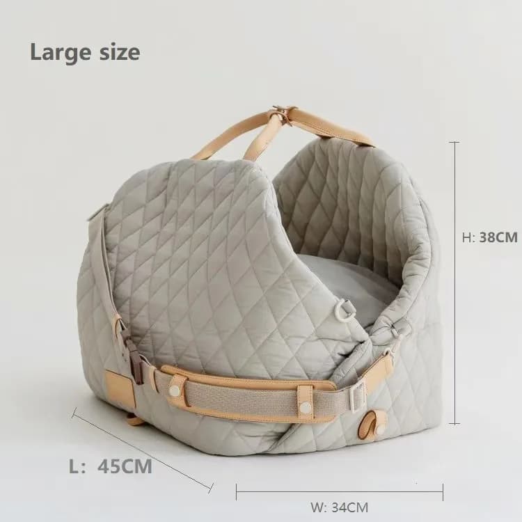 Dog Car Seat Travel Carrier, Portable Quilted Pet Booster Seat with Safety Strap, Detachable Waterproof Dog Travel Bag