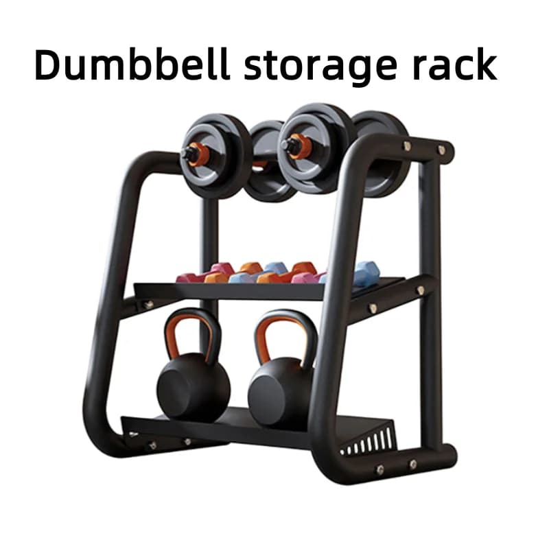 Three-layer floor dumbbell and kettlebell holders, small multifunctional fitness equipment holder