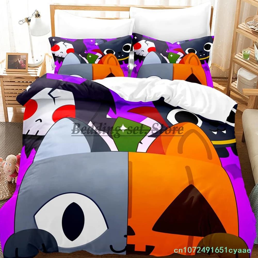 Cat Pet Simulator X Bedding Set Single Twin Full Queen King Size Bed Set Aldult Kid Bedroom Duvetcover Sets Anime Bed Sheet Set