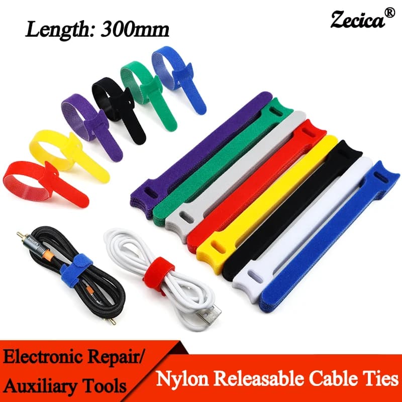 10 ~ 1000 pezzi Fascetta per cavi in nylon Lunghezza anello 300 mm 7 colori Zaino per escursionisti Cintura di linea Backless Linea dati Cinghia Adesivo magico
