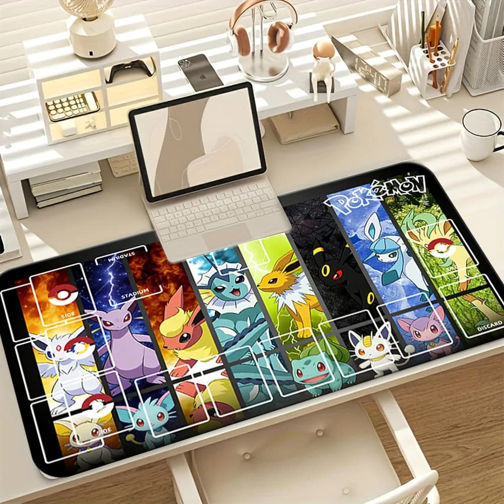 Pokemon Eevee Evolutions All Forms TCG Playmat Tappetino da gioco grande antiscivolo per mouse da scrivania