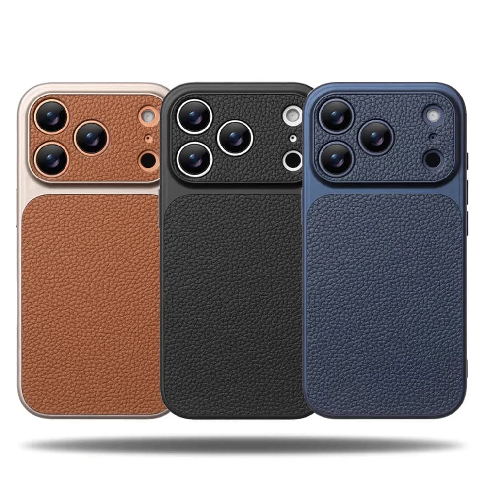 Custodia Protettiva Lusso in Pelle Litchi Opaca Antiurto per iPhone 17 16 15 14 13 12 11 Pro Max Plus 17Air