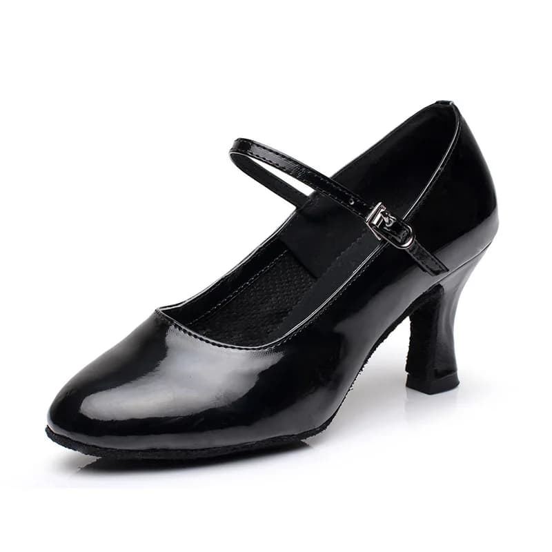 Scarpe da salsa in pelle verniciata lucida con punta chiusa Nero Oro Argento Rosso Sala da ballo Tango Scarpe da ballo latino per donna Tacchi 5 cm / 7 cm