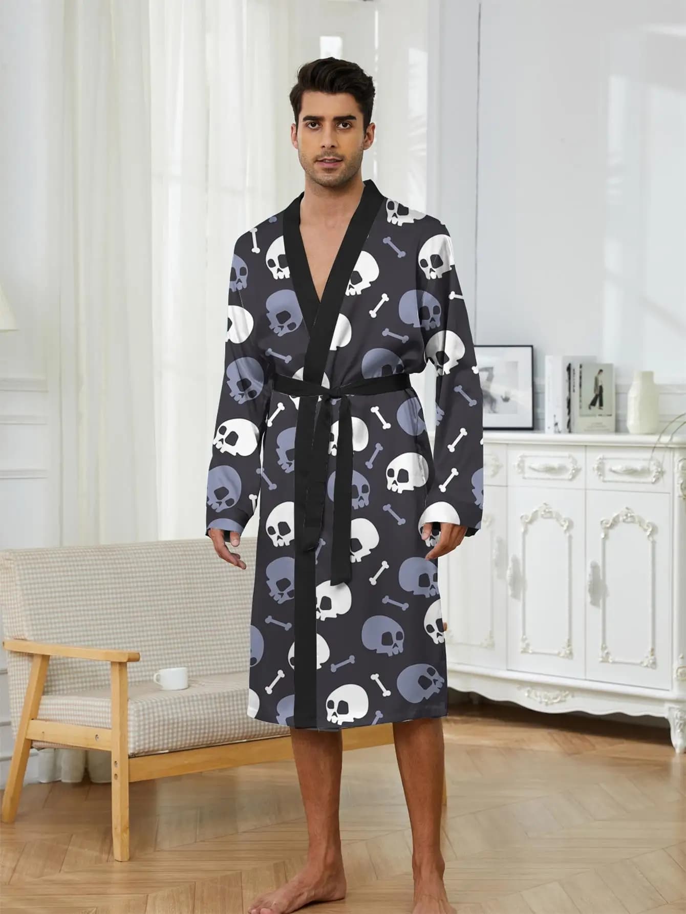 1pcs Men's Robes 2026 Spring/Summer Breathable Shower robe 3D Printed bath robe robe Funny pajamas Robes Graphic