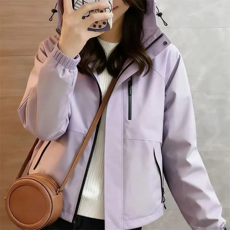 Spring Autumn Women Long Sleeves Tops Coat Korean Ladies Solid Color Short Outwear Female New Hooded Casual Stormtrooper Jacket