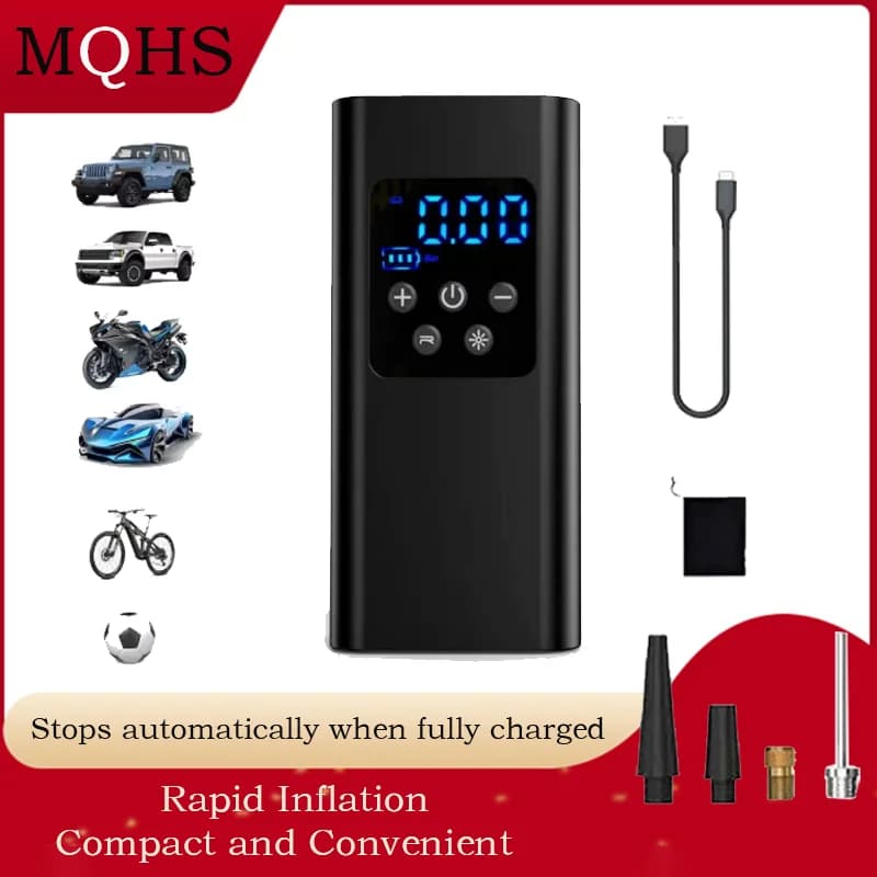 Portable Motorcycle Air Pump 150PSI Tire Inflator Kit 12V Air Pump for Car SUV Motorcycle Bike LED Light Storage Bag for Camping