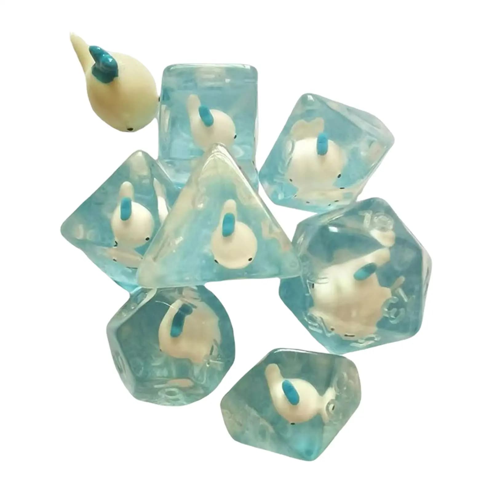 Blue Polyhedral Dice Set D4 D6 D8 D10 D12 D20 Acrylic Board Game Accessories for Kids