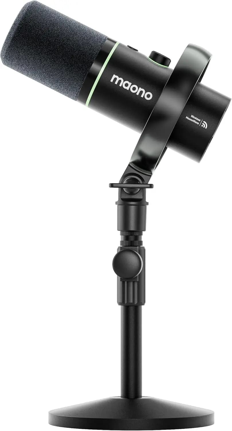 Microfono Ibrido Wireless per Podcast per PC, Microfono Dinamico XLR USB con Supporto, Cancellazione del Rumore per Registrazione e Streaming