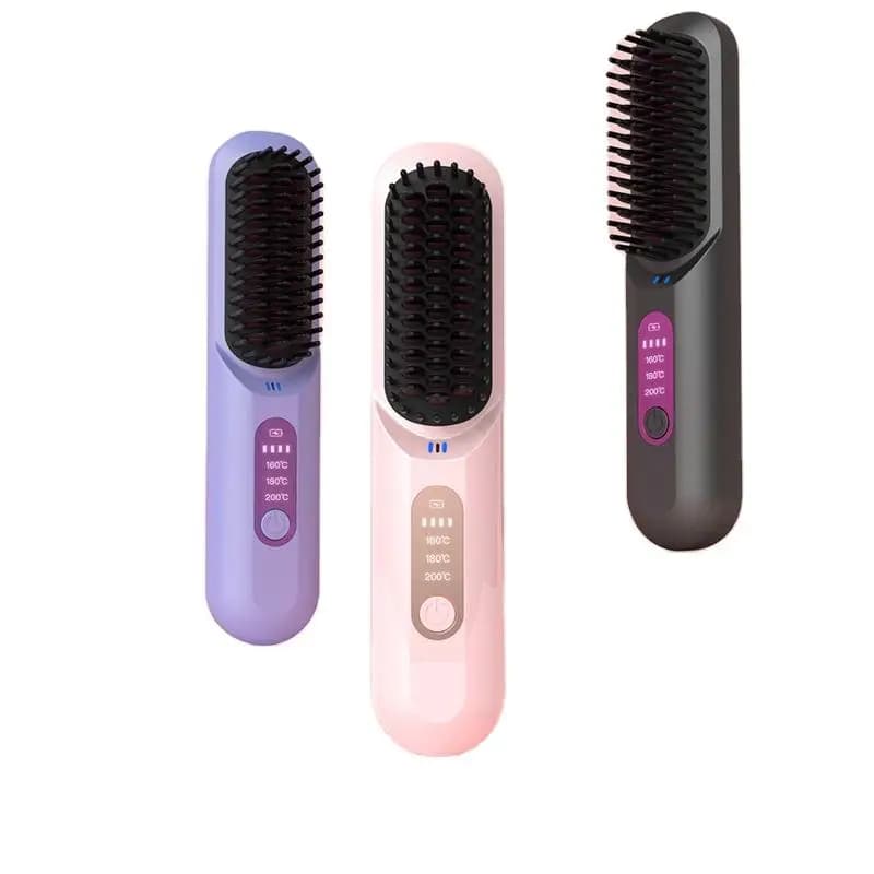 2025 Electric Hair Plate at 4 Temperature Levels Combo Hair Plate Brush Portable Hair Plate