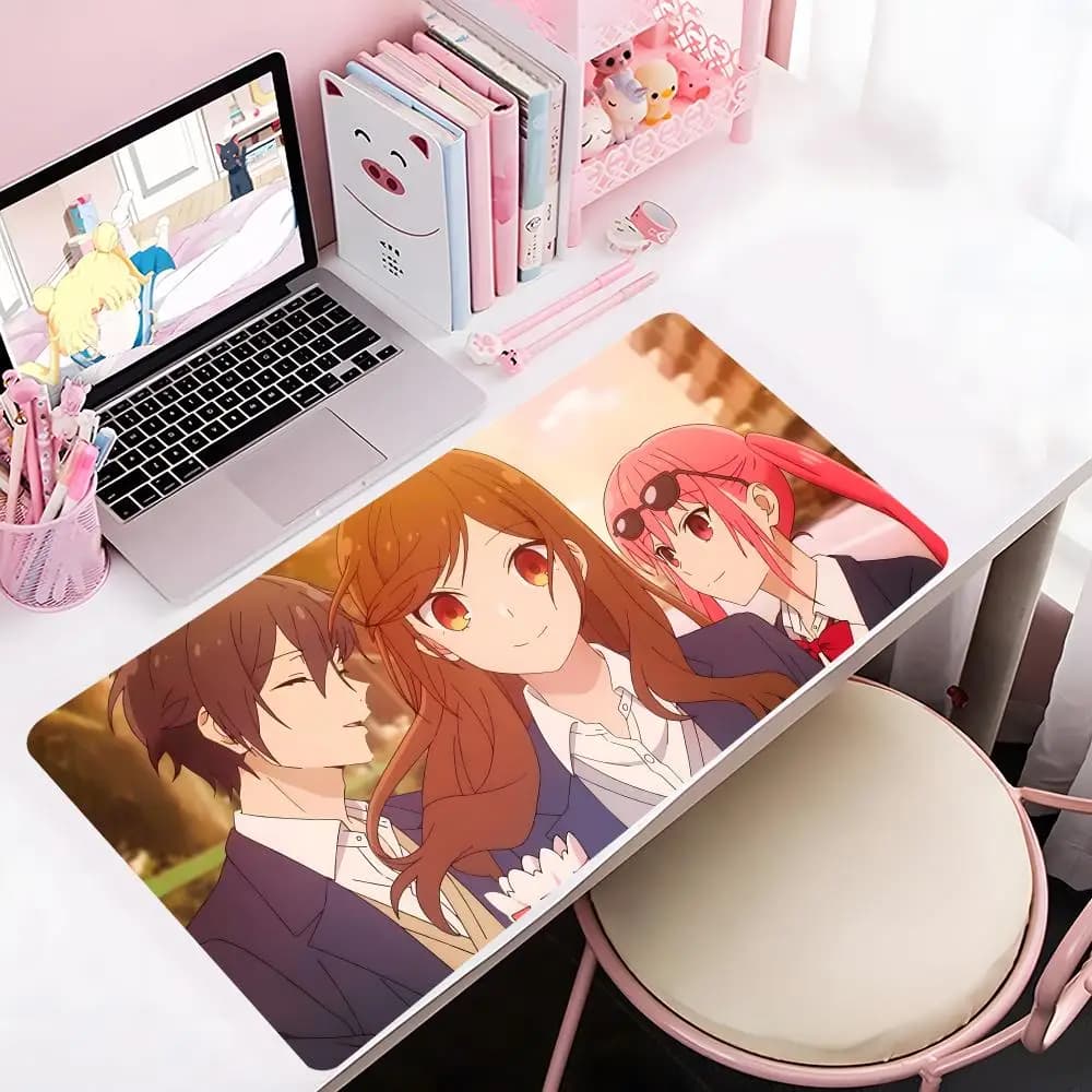 Tappetino per mouse anime H-horimiyas, tappetino per mouse grande da gioco con bordi rinforzati, tappetino da scrivania per tastiera e computer
